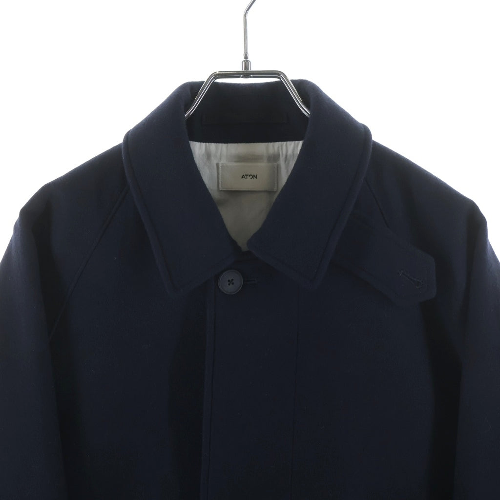 ATON(エイトン) 別注 SUPER 160S DOUBLE SAXONY BALMACAAN COAT 2 ウール ダブルサクソニー バルマカーンコート ネイビー SCAGGW6972