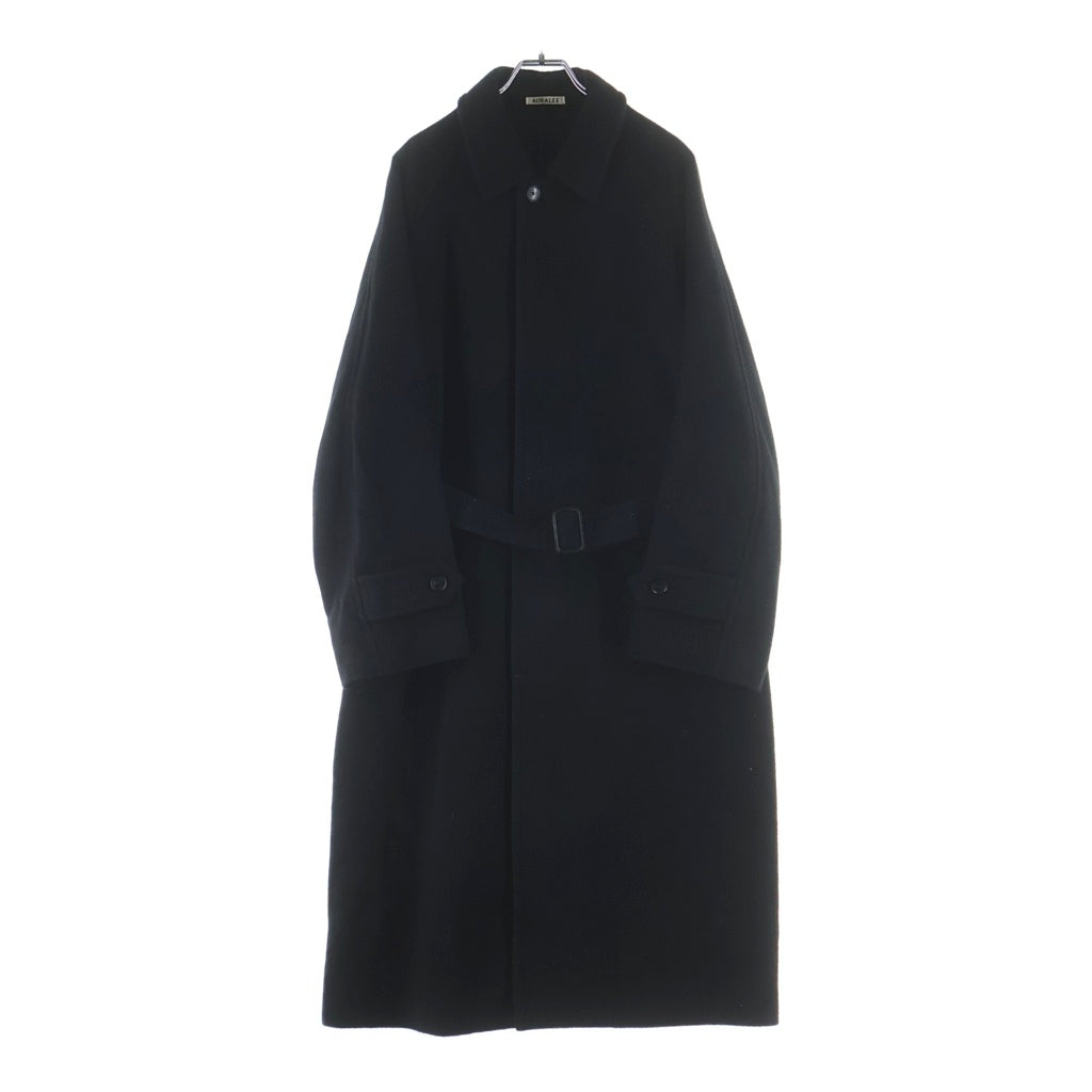 AURALEE(オーラリー) 22AW CASHMERE WOOL MOSSER SOUTIEN COLLAR COAT カシミヤ ウール モッサ サテン ステンカラーコート ブラック A22AC01MC