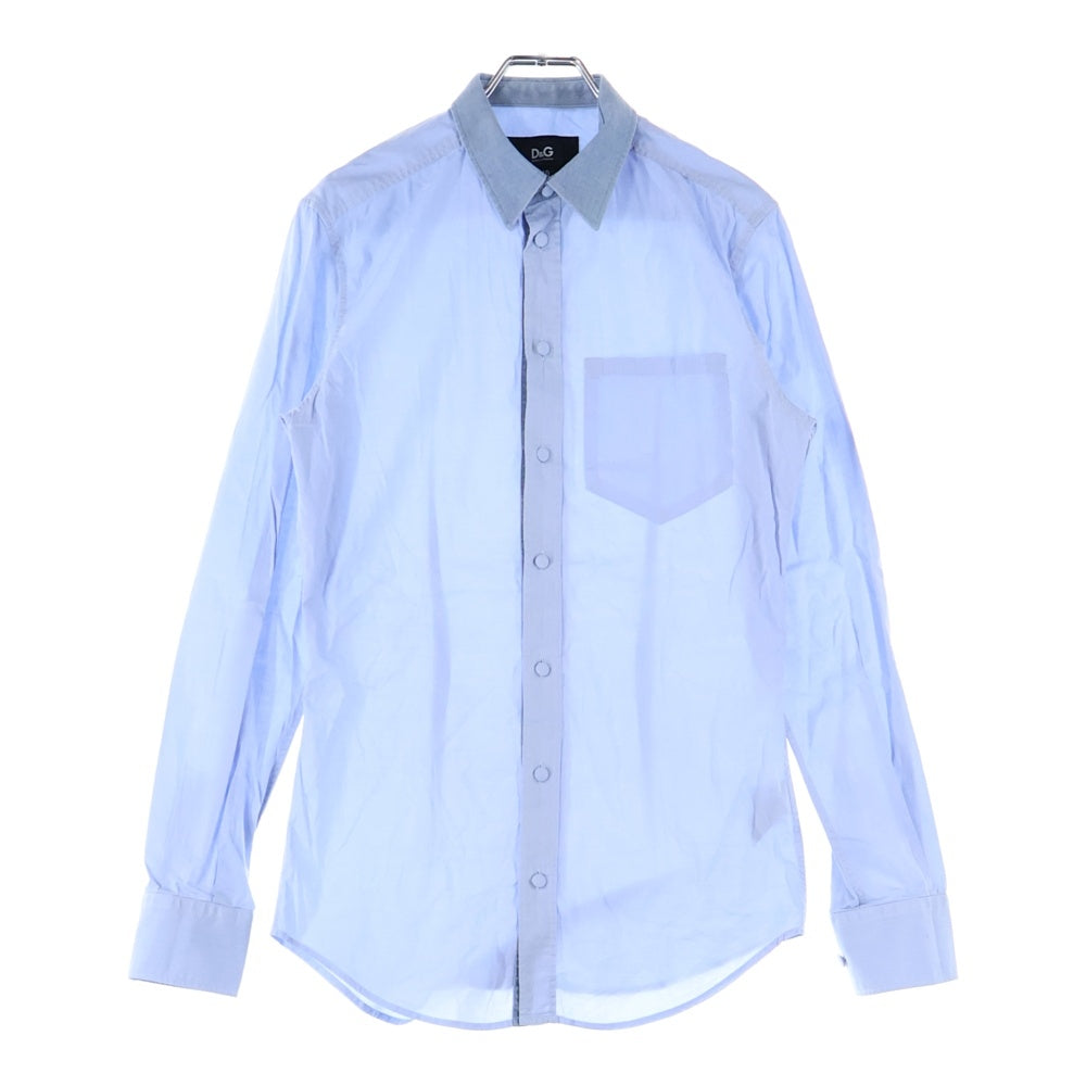 DOLCE & GABBANA(ドルチェアンドガッバーナ) 胸ポケット デニム切り替え 8B 長袖シャツ ブルー