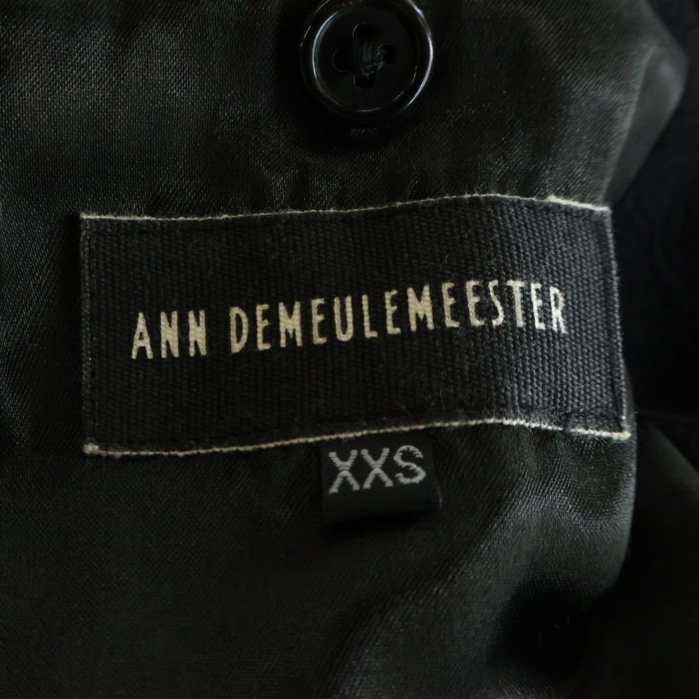 ANN DEMEULEMEESTER(アンドゥムルメステール) ファーカラー付き ロングコート マルチポケットコート ブラック