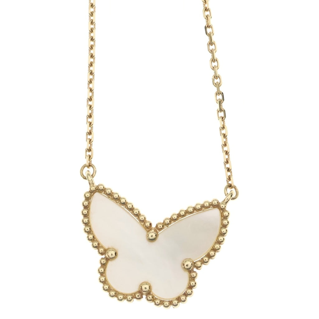 Van Cleef & Arpels(ヴァンクリーフアンドアーペル) ラッキーアルハンブラ パピヨン ネックレス K18イエローゴールド マザーオブパール VCARD99500 レディース