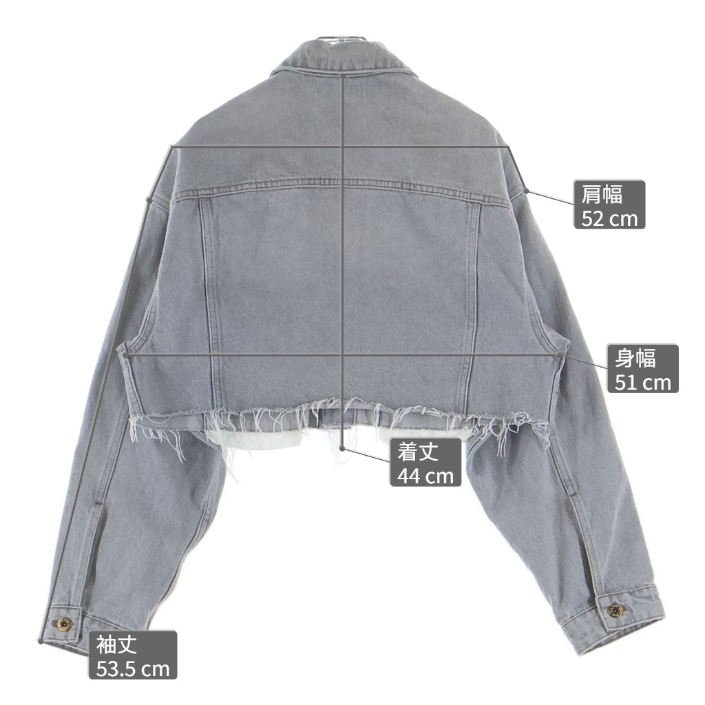 miumiu(ミュウミュウ) 23SS フロントロゴ ボタンアップ クロップドデニムジャケット レディース グレー