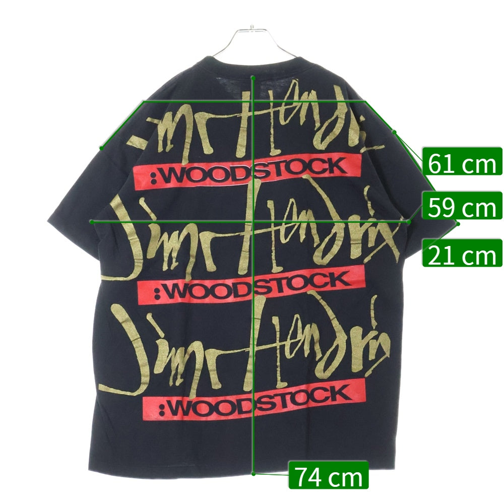 VINTAGE(ヴィンテージ) 90s WOODSTOCK JIMI HENDRIX ジミヘンドリクス ウッドストック バックプリント 半袖Tシャツ カットソー ブラック