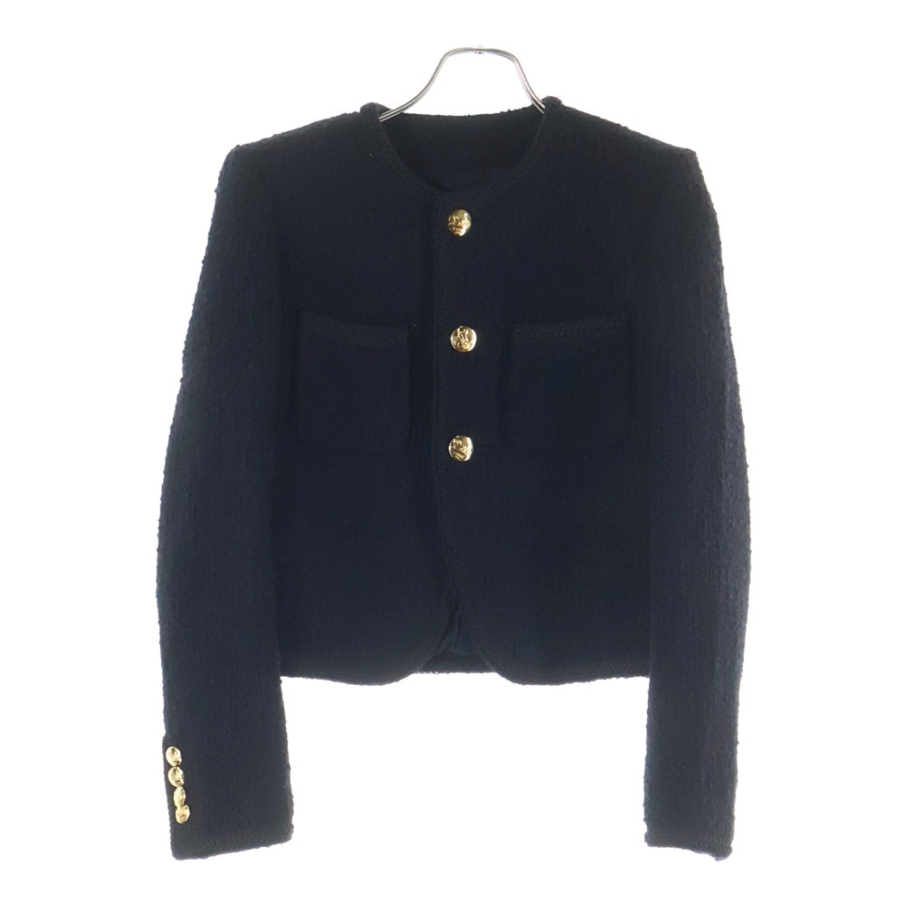 CELINE(セリーヌ) シャスール ブクレツイード ノーカラージャケット ブラック レディース 2V00C764L