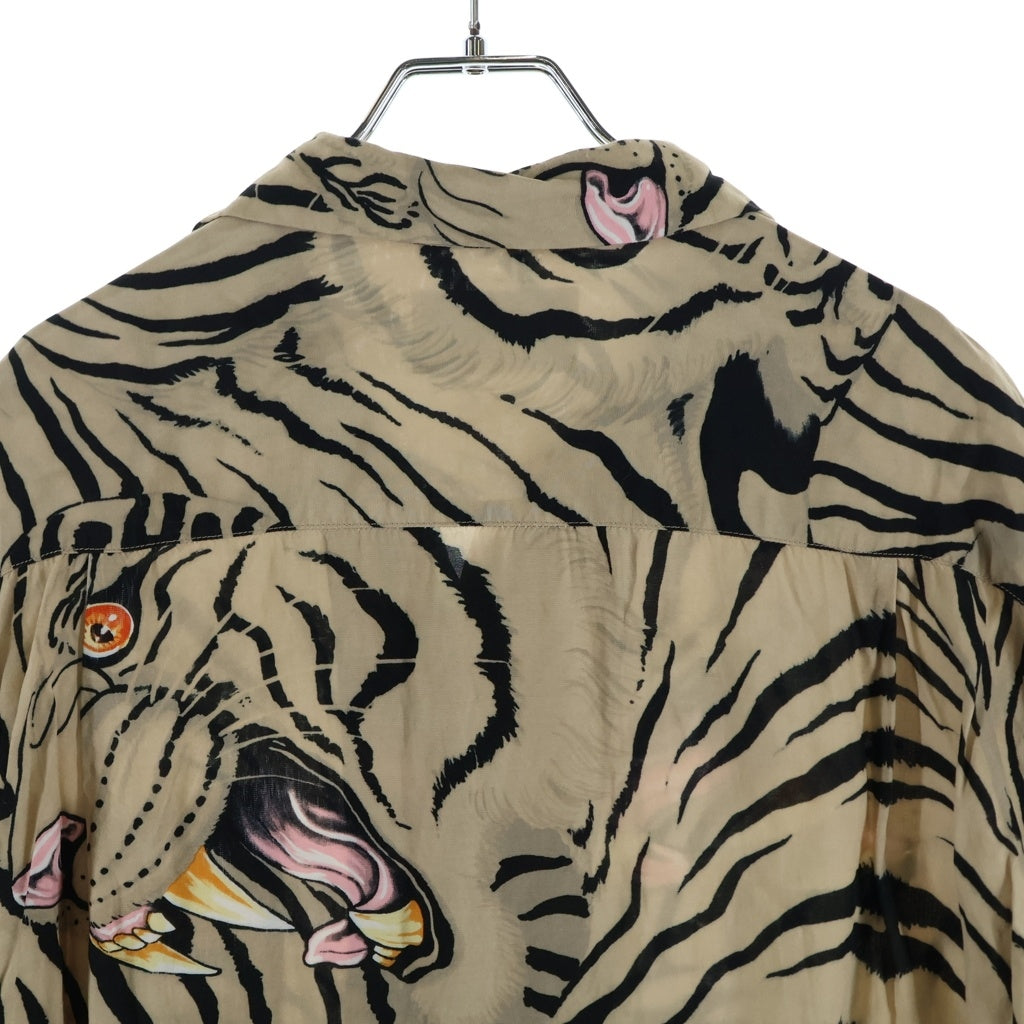 WACKO MARIA(ワコマリア) ×TIM LEHI S/S HAWAIIAN SHIRT ティムリーハイ ショートスリーブハワイアンシャツ タイガー総柄 開襟 オープンカラー ベージュ