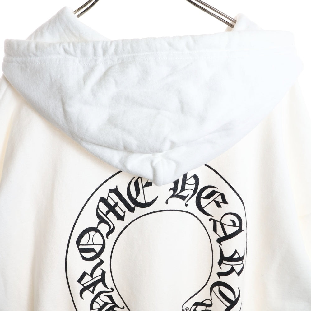 CHROME HEARTS(クロムハーツ) SWTSHRT HD ZIP バックホースシュー 袖フローラルプリント ジップアップフーディーパーカー ホワイト