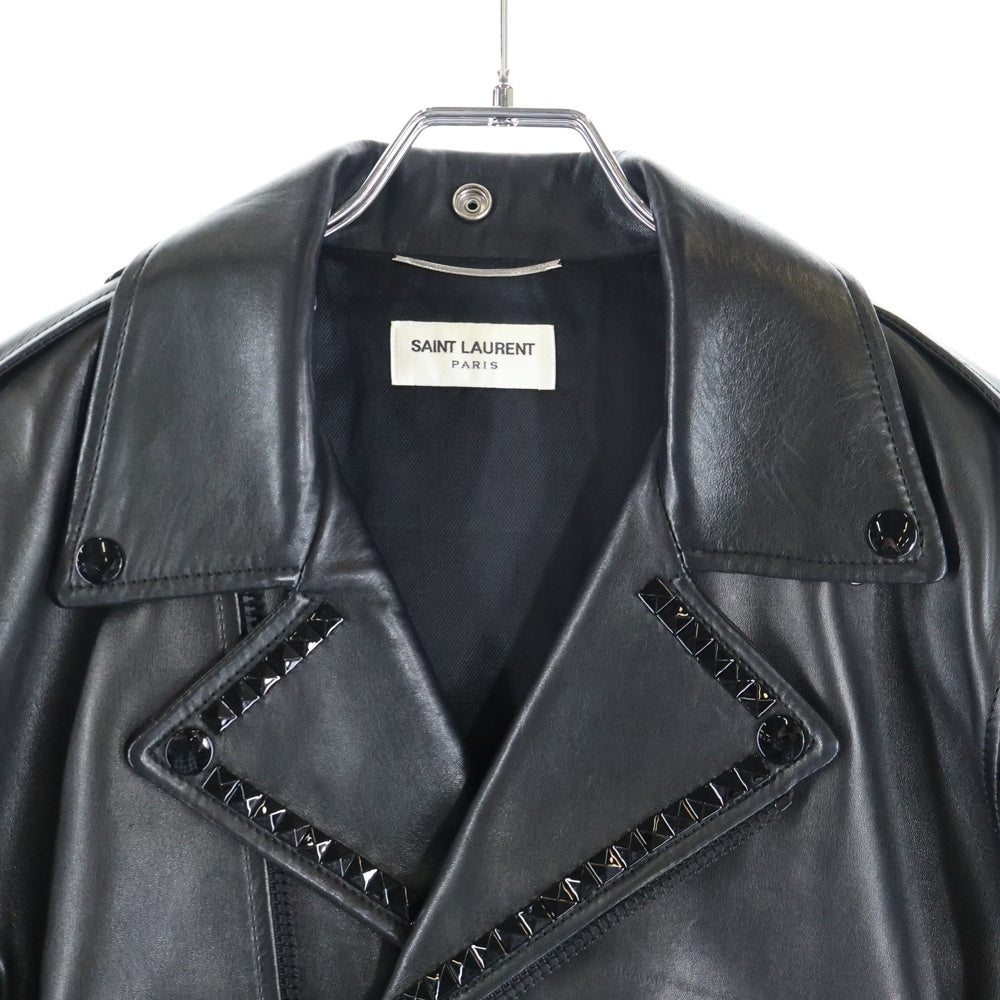 SAINT LAURENT PARIS(サンローランパリ) スタッズ装飾 クラシックライダースレザージャケット ブラック 455996 Y5OA1