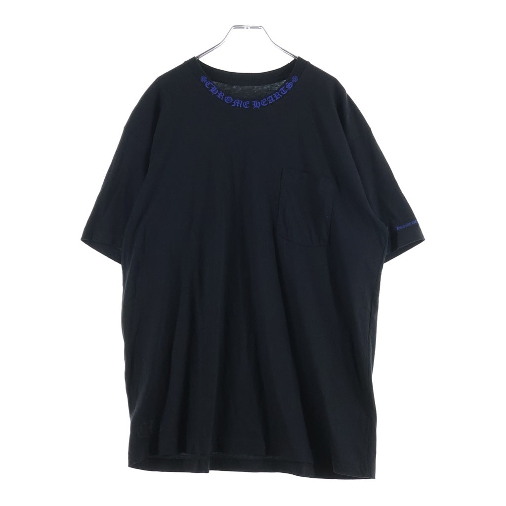CHROME HEARTS(クロムハーツ) Neck Logo T-Shirt ネックロゴ 半袖Tシャツ カットソー ブラック/ブルー