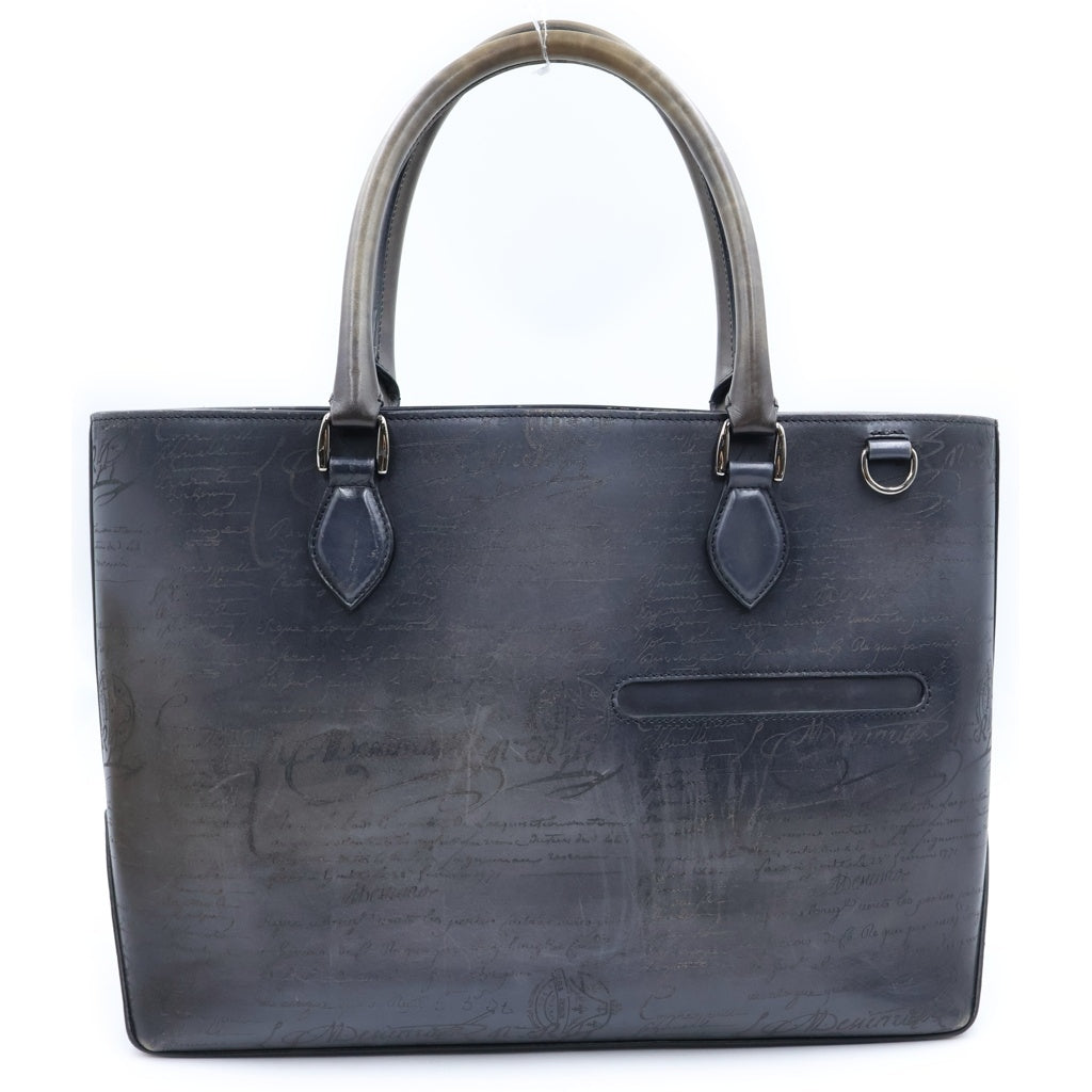 Berluti(ベルルッティ) Toujours Scritto Tote Bag トゥジュール スクリットレザー カリグラフィデザイン トートバッグ ブラック レディース