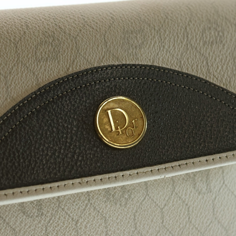 Christian Dior(クリスチャンディオール) ハニカム柄 ショルダーバッグ ミニバッグ ホワイト×グレー レザー×PVC ゴールド金具