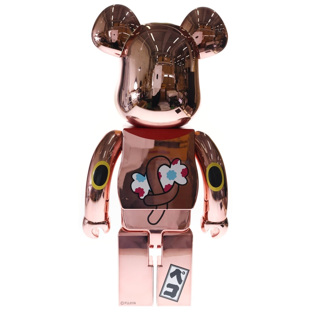 BE@RBRICK(ベアブリック) ×不二家 ペコちゃん 招き猫 金運ダブル小判 桃金メッキ 1000% フィギュア 人形 ピンクゴールド 箱
