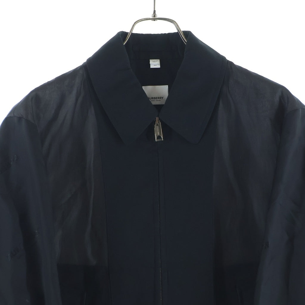 BURBERRY(バーバリー) 19SS Riccardo Tisci リカルドティッシ期 ジャケット コットン キュプラ 異素材切替 ジップアップ ジャケット ブルゾン ブラック 4558223