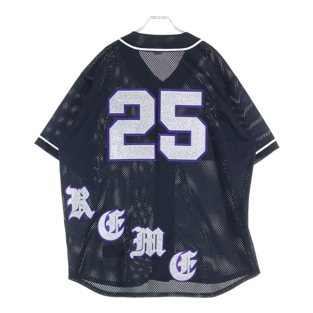 SUPREME(シュプリーム) 25SS Old English Baseball Jersey ラメワッペン 半袖ゲームシャツ ブラック