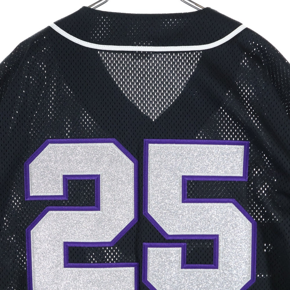 SUPREME(シュプリーム) 25SS Old English Baseball Jersey ラメワッペン 半袖ゲームシャツ ブラック