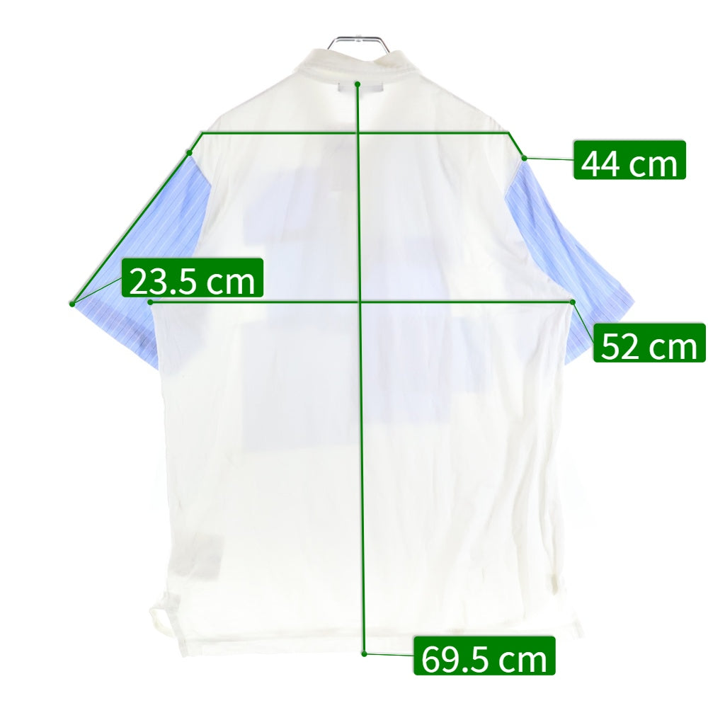 COMME des GARCONS HOMME(コムデギャルソンオム) 17SS AD2016 パッチワークデザイン コットン 半袖ポロシャツ ホワイト/ブルー HS-T003