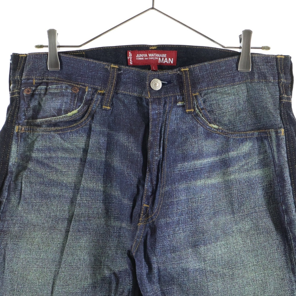 COMME des GARCONS JUNYA WATANABE MAN(コムデギャルソンジュンヤワタナベマン) 10SS ×LEVI'S 204 リーバイス 転写プリント ドッキング デニムパンツ インディゴ WE-P204 AD2009