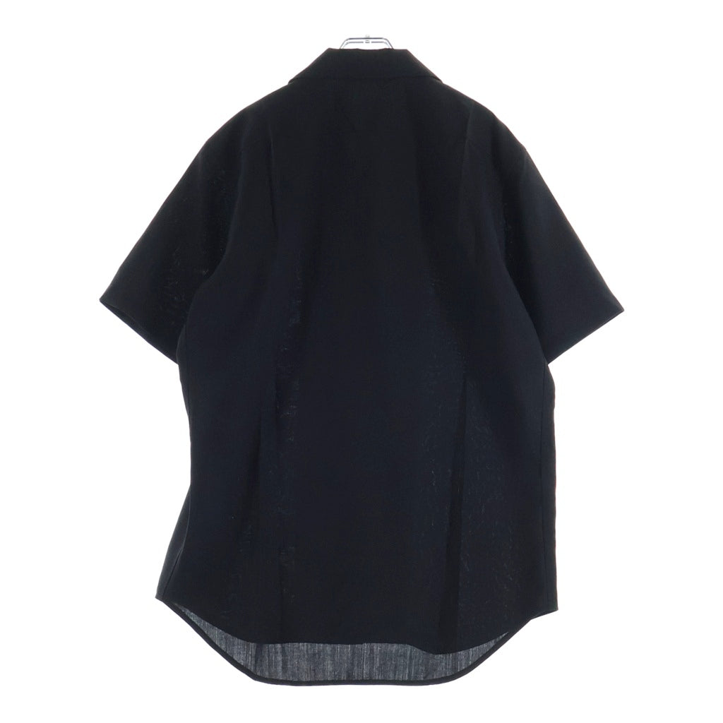 JIL SANDER(ジルサンダー) Open collar wool gabardine S/S shirt オープンカラー ウール ギャバジン 半袖 シャツ ブラック HS JM IW 0509