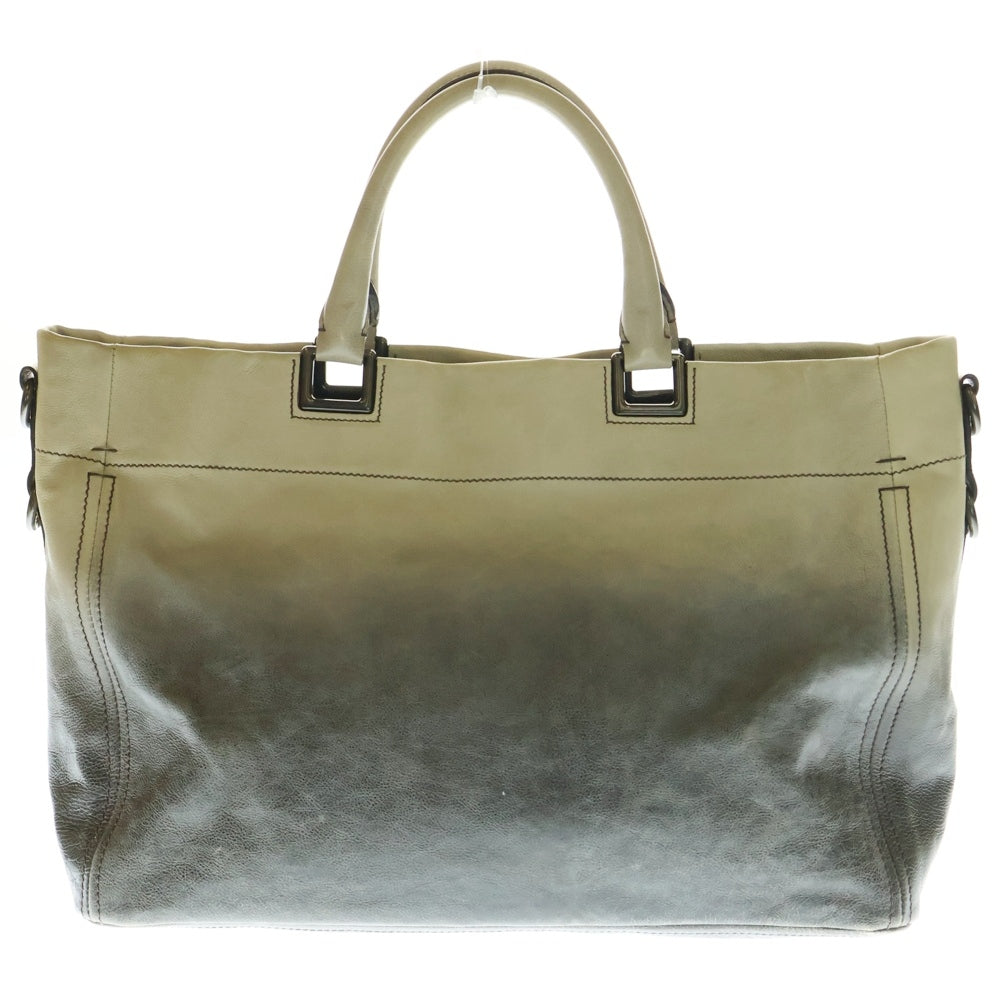 PRADA(プラダ) グラデーショントートバッグ ハンドバッグ トートバッグ アイボリー×ブラック レザー ブラック金具