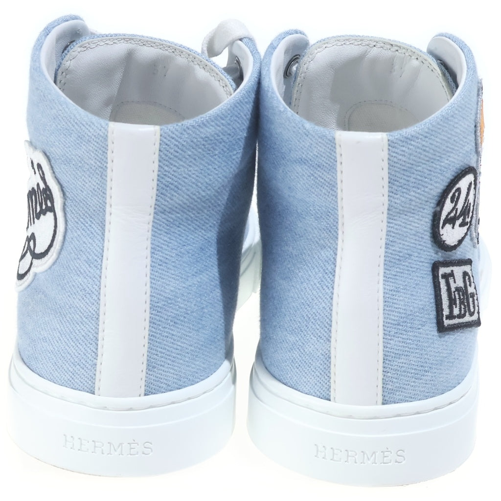 HERMES(エルメス) イリコ 24SS ロゴ ワッペンハイカットスニーカー デニム×レザー マルチカラー #37 レディース