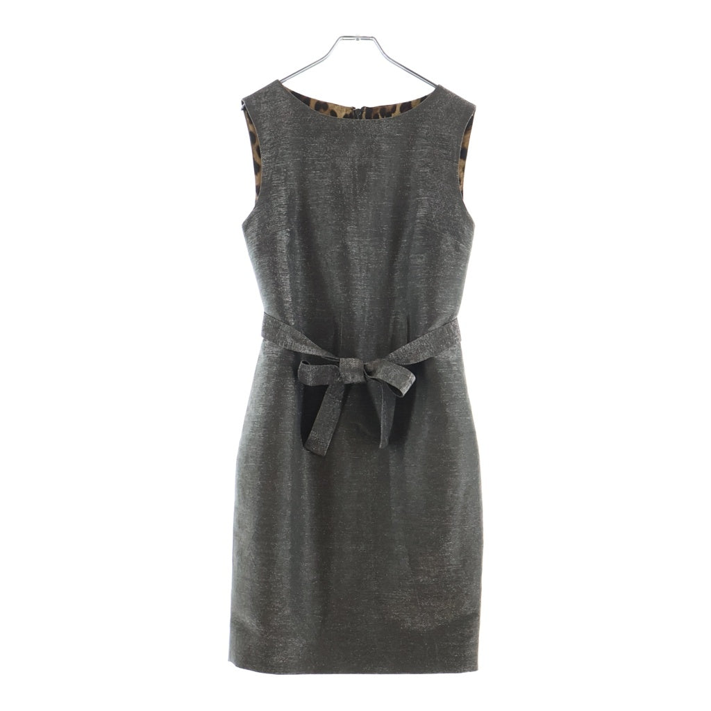 DOLCE & GABBANA(ドルチェアンドガッバーナ) ベルト付き レオパード ノースリーブ ワンピース #42 シルバー レディース