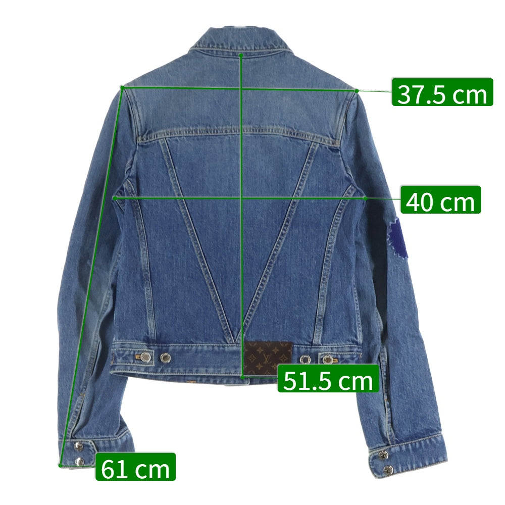 LOUIS VUITTON(ルイヴィトン) 23AW ×YK Short Denim Jacket W/Patches RW232J GM1 FOJA37 ×草間彌生 フェイスパッチ付きショートデニムジャケット インディゴ レディース