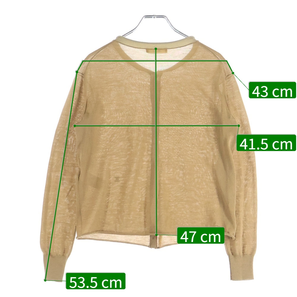 CELINE(セリーヌ) トリオンフロゴ刺繍 カーディガン ウール シルク ベージュ 2 5P69/3238 レディース