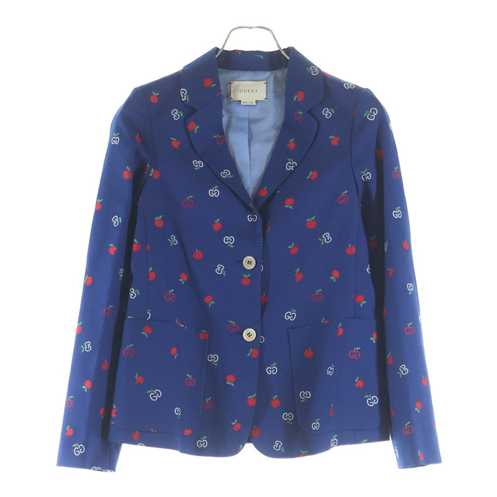 GUCCI(グッチ) GGロゴ 総柄 2B テーラードジャケット ネイビー 604088 レディース