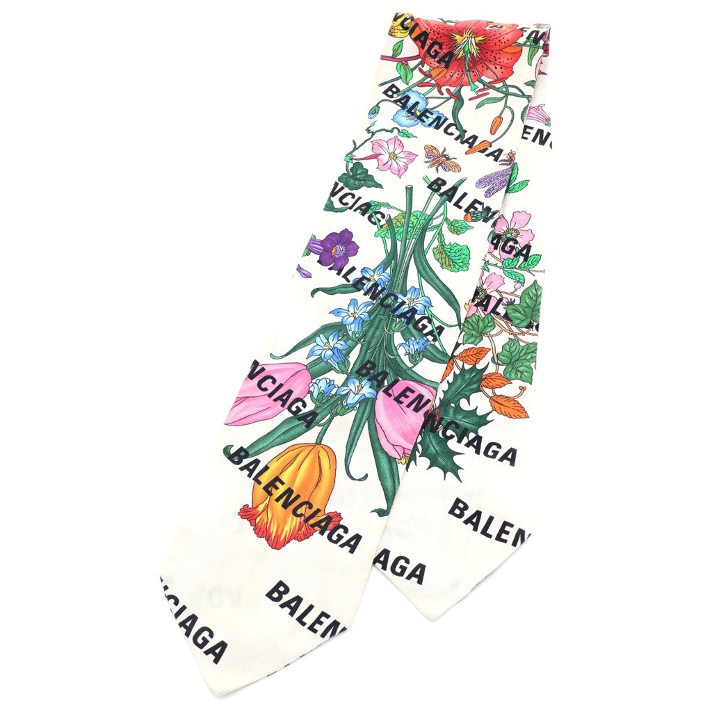 GUCCI(グッチ) The Hacker Flora Print Silk Neck Bow バレンシアガ ザハッカープロジェクト フローラルプリント 花柄 シルクスカーフ ホワイト レディース