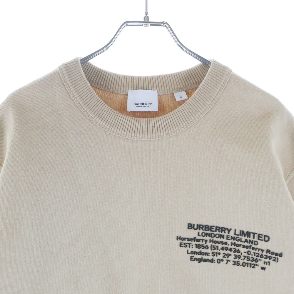BURBERRY(バーバリー) ラバーロゴプリント クルーネック プルオーバー スウェットトレーナー ベージュ 8043277 レディース