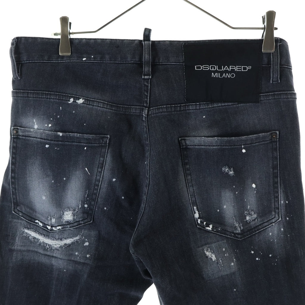 DSQUARED2(ディースクエアード) 21AW SKATER JEAN ダメージ加工 スキニージーンズ デニムパンツ ブラック S74LB0997