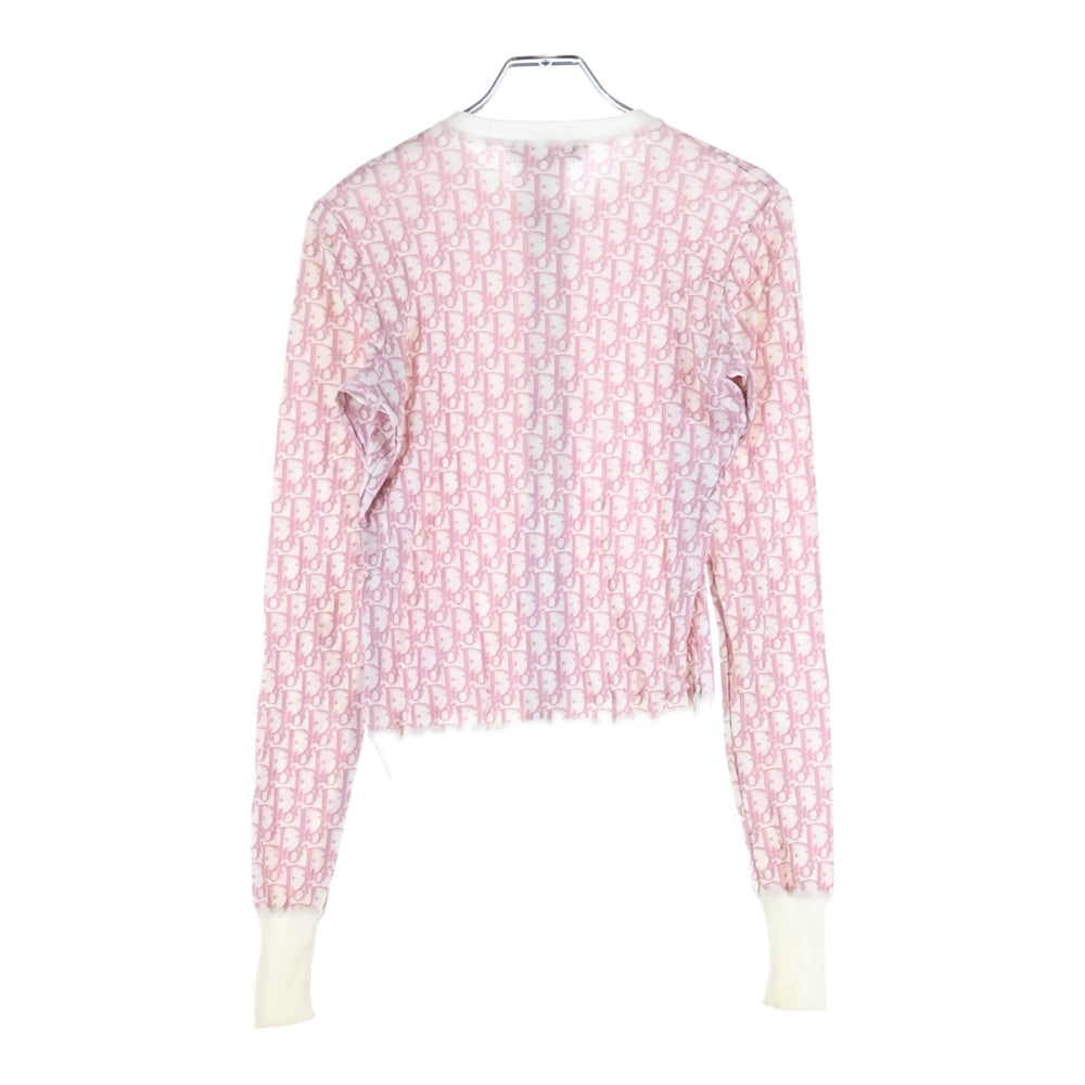 Christian Dior(クリスチャンディオール) トロッター 総柄プリント ジップアップ レーヨンニット カーディガン ピンク レディース 4P13077000