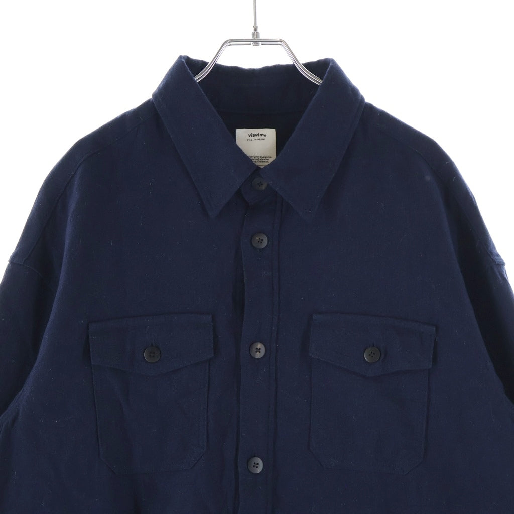 VISVIM(ヴィスヴィム) 25AW LUMBER MIL L/S ランバーミル 長袖 ウールシャツ ネイビー 0125205011014