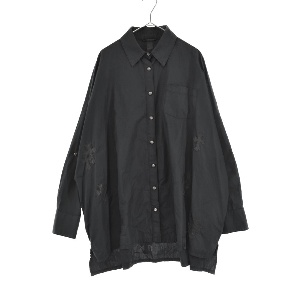 CHROME HEARTS(クロムハーツ) MAHAL KITA SHIRT マハルキタ クロスパッチクロスボタン長袖シャツ ブラック JVP