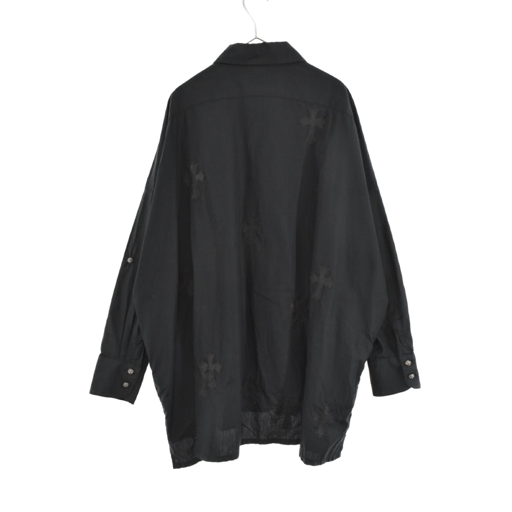 CHROME HEARTS(クロムハーツ) MAHAL KITA SHIRT マハルキタ クロスパッチクロスボタン長袖シャツ ブラック JVP