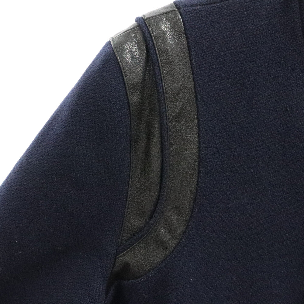 SAINT LAURENT PARIS(サンローランパリ) 15AW Teddy Jacket テディジャケット ラムレザー切替ブルゾン スタジャン 354718 YYL80 ネイビー