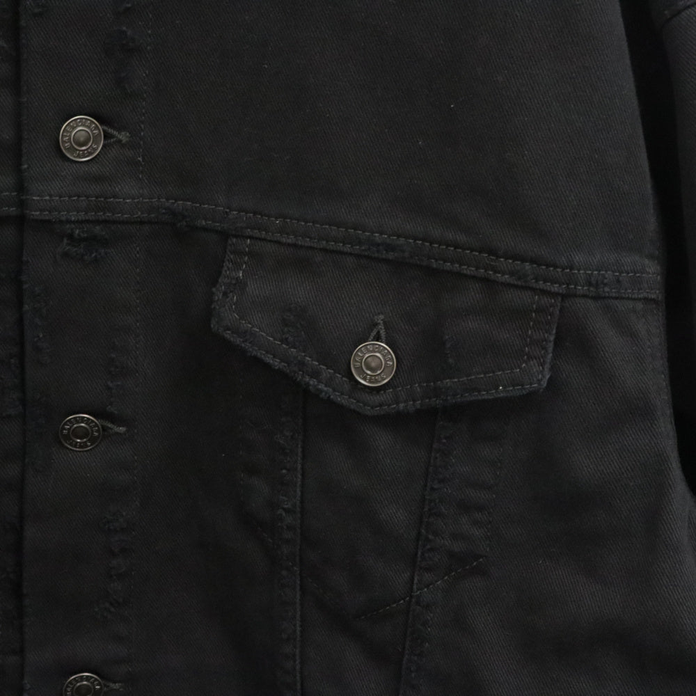 BALENCIAGA(バレンシアガ) 23AW 745054 TNW11 バックロゴプリント オーバーサイズ デストロイ加工デニムジャケット