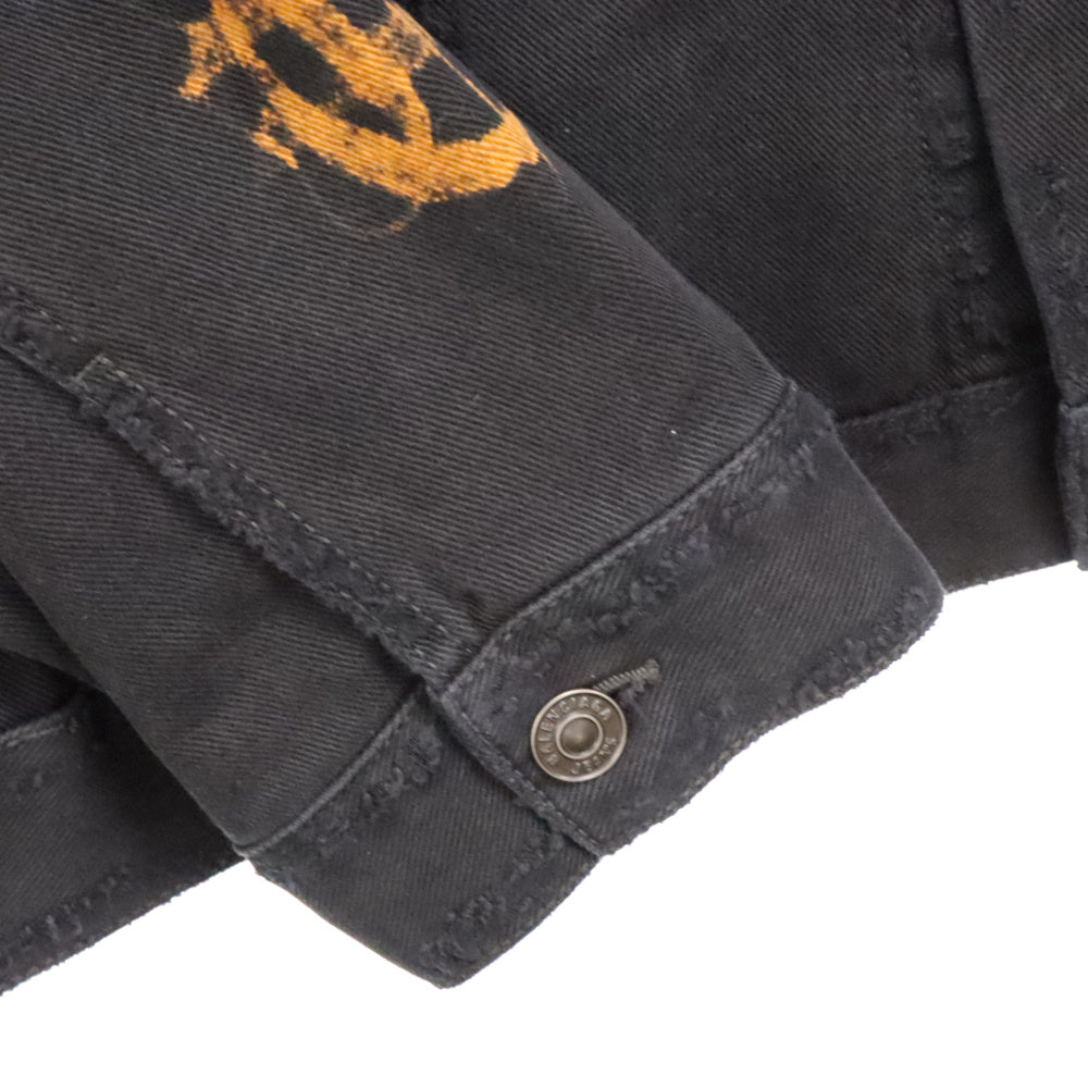 BALENCIAGA(バレンシアガ) 23AW 745054 TNW11 バックロゴプリント オーバーサイズ デストロイ加工デニムジャケット