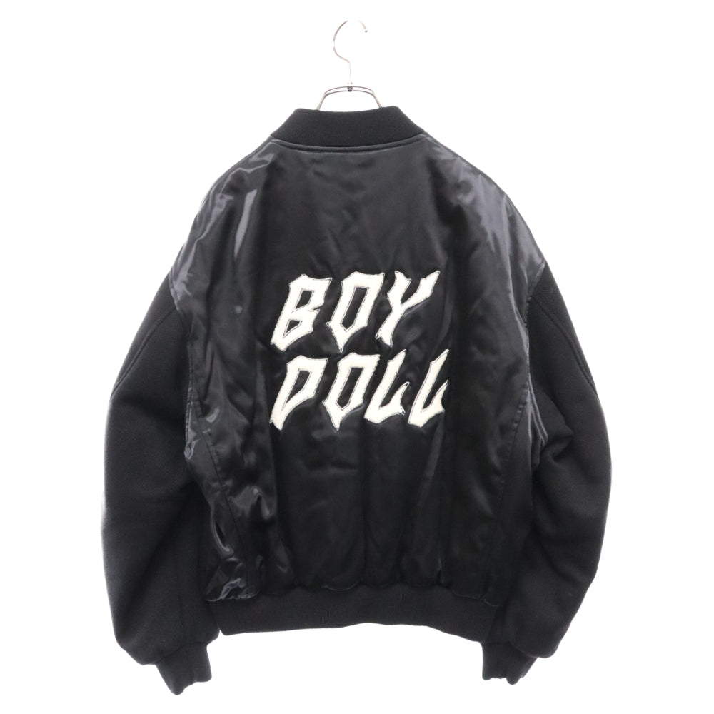 CELINE(セリーヌ) BOY DOLL TEDDY JACKET 2W750048S ボーイドール サテン/ウール スタジアムジャケット ブラック