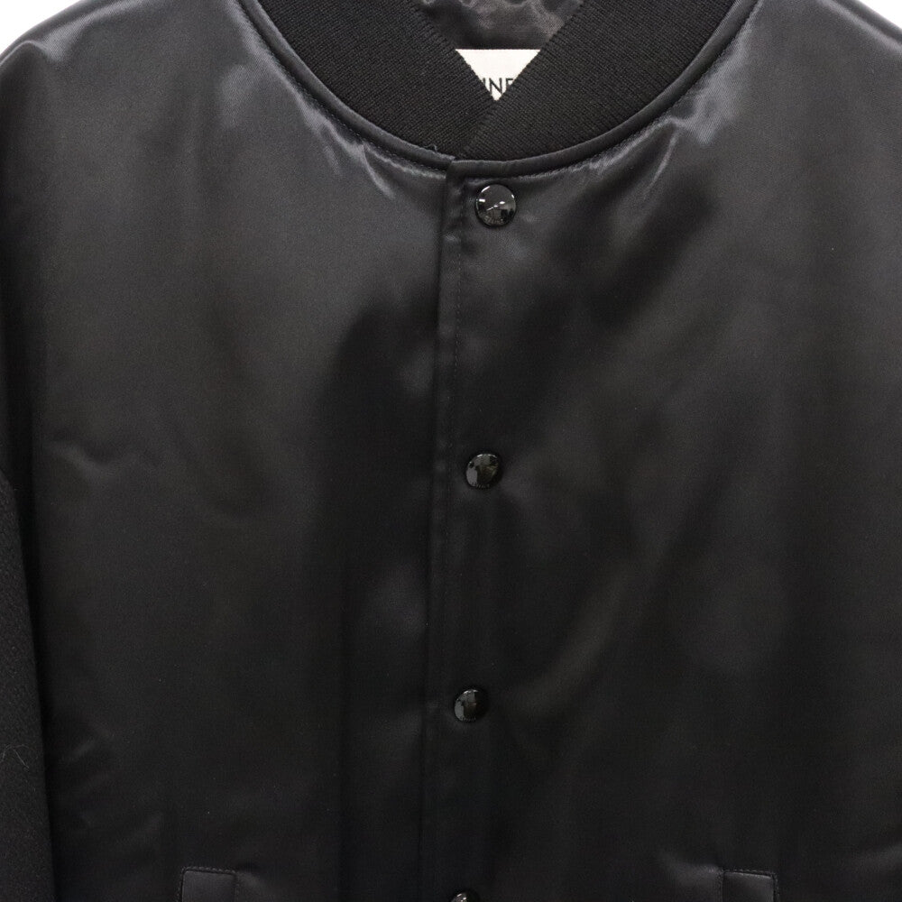 CELINE(セリーヌ) BOY DOLL TEDDY JACKET 2W750048S ボーイドール サテン/ウール スタジアムジャケット ブラック