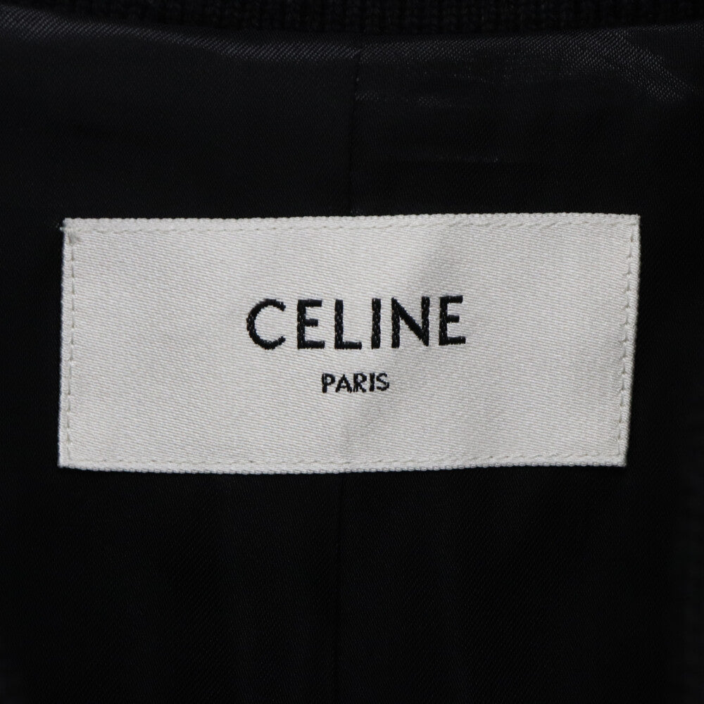 CELINE(セリーヌ) BOY DOLL TEDDY JACKET 2V09M896C ボーイドール スタッズ レザー切替 テディジャケット ブラック ウール