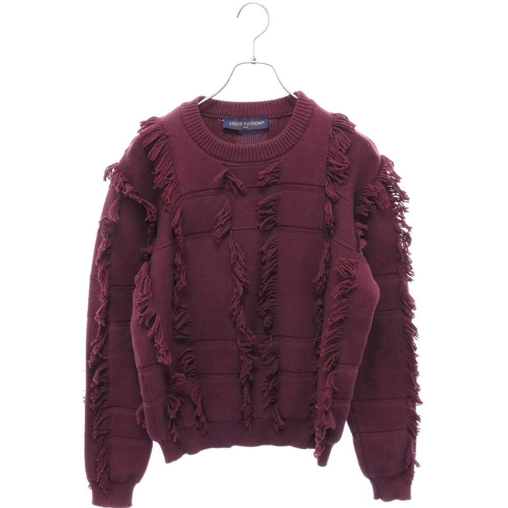 LOUIS VUITTON(ルイヴィトン) 23AW LVメダリオン フリンジクルーネックニットセーター 1ABY0W ワインレッド