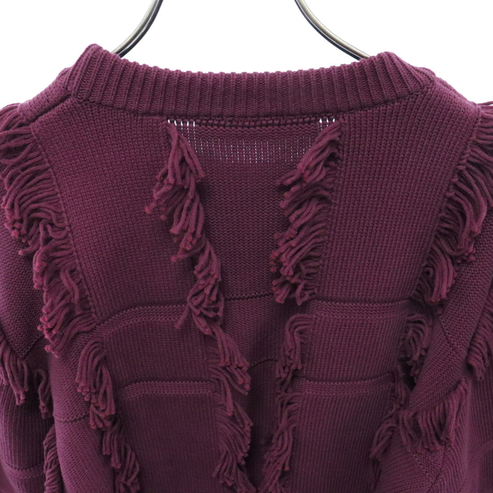 LOUIS VUITTON(ルイヴィトン) 23AW LVメダリオン フリンジクルーネックニットセーター 1ABY0W ワインレッド