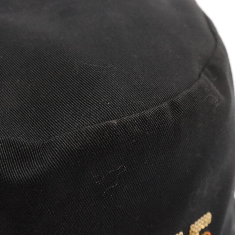 CELINE(セリーヌ) 22AW Embroidered Bucket Hat Cotton Gabardine スパンコール エンブロイダリー グラデーションシークイン バケットハット 帽子 ブラック 2AUO1968P