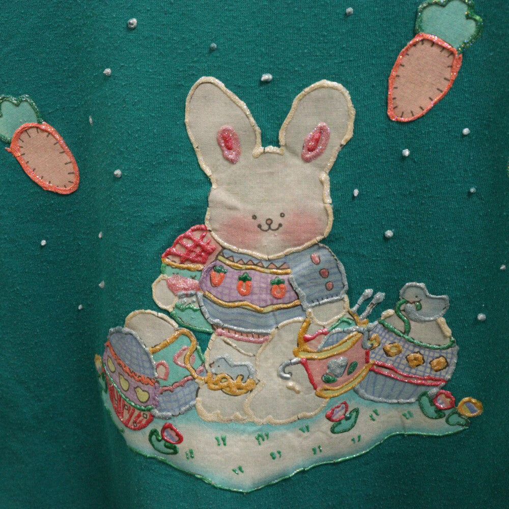 VINTAGE(ヴィンテージ) VINTAGE ラメキャラクタープリント半袖Tシャツ グリーン