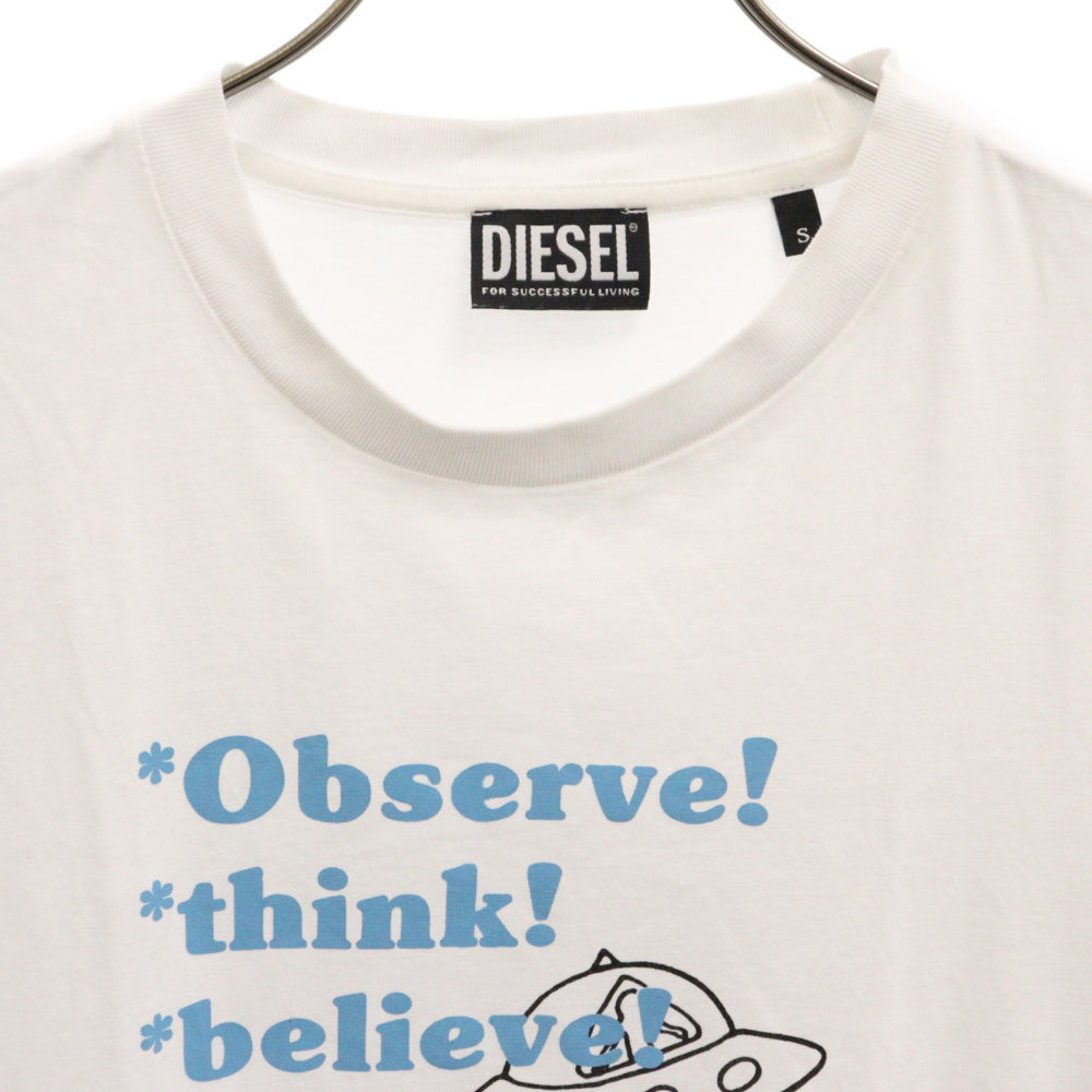 DIESEL(ディーゼル) UFO プリントクルーネック半袖Tシャツ ホワイト A03286