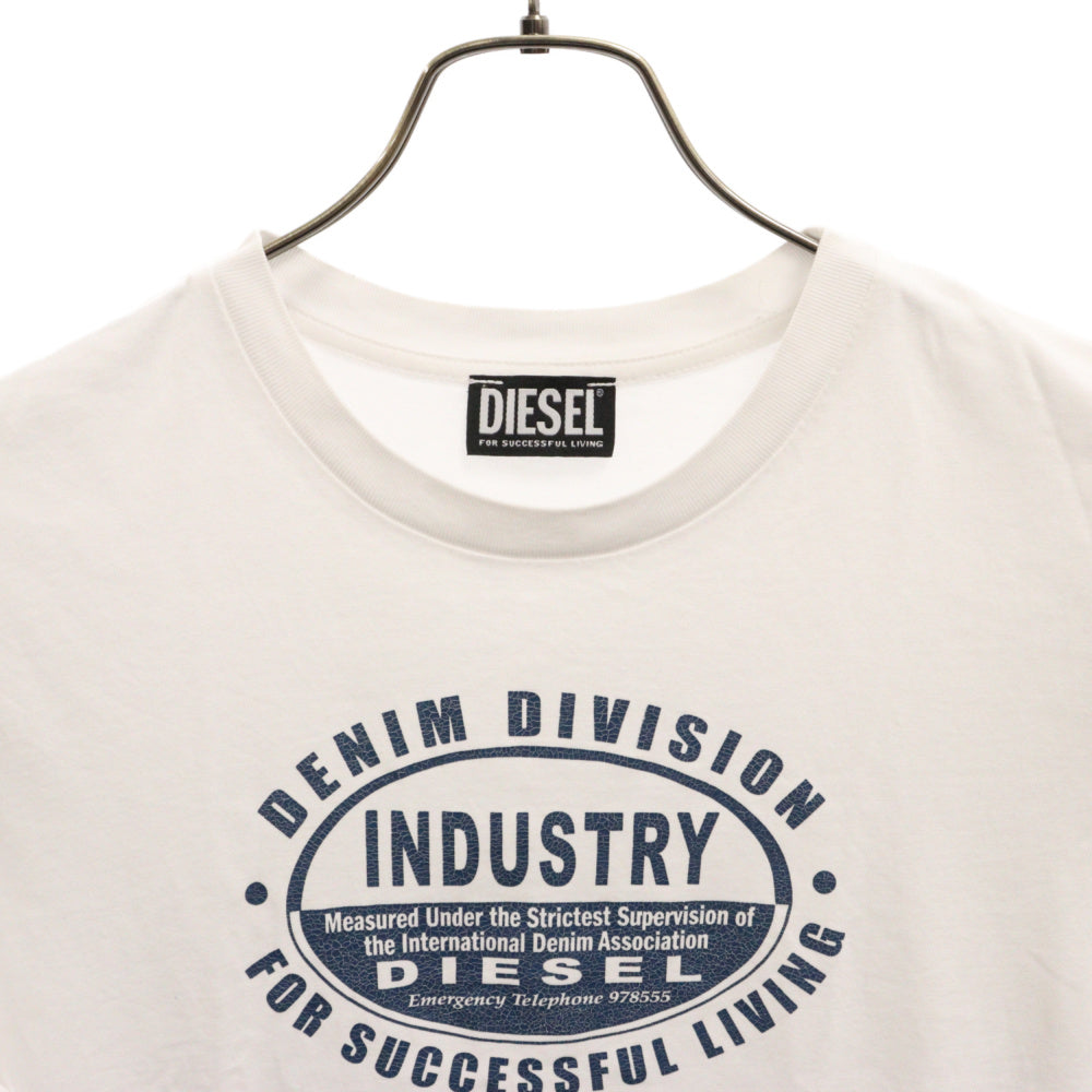DIESEL(ディーゼル) スリムフィット DENIM DIVISION プリントクルーネック半袖Tシャツ ホワイト A10377