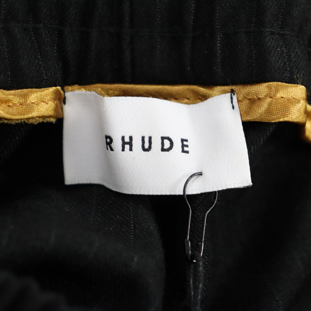 RHUDE(ルード) スマイルワッペン ドローコードストライプイージーパンツ ブラック