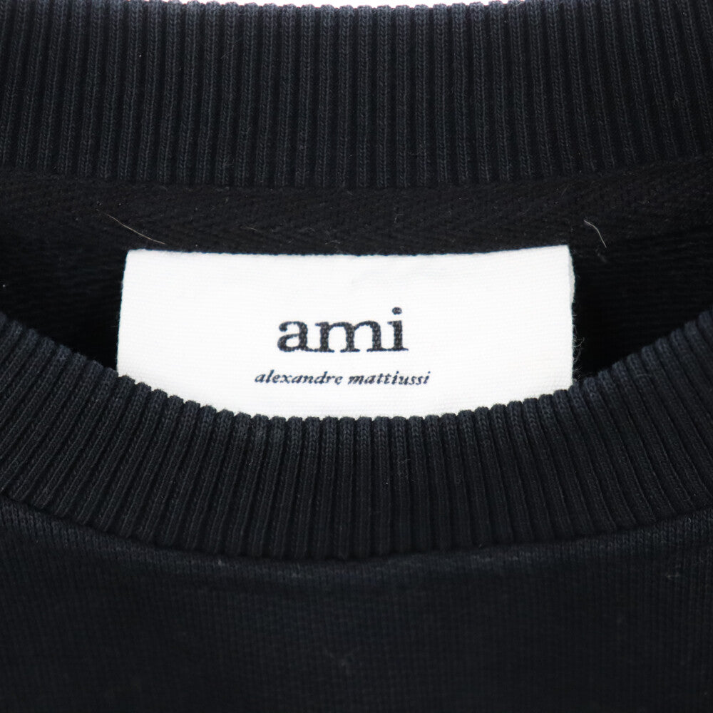 AMI Alexandre Mattiussi(アミアレクサンドルマテュッシ) HEART LOGO CREW NECK SWEAT ハートロゴクルーネックスウェットトレーナー ブラック BFHJ007.730
