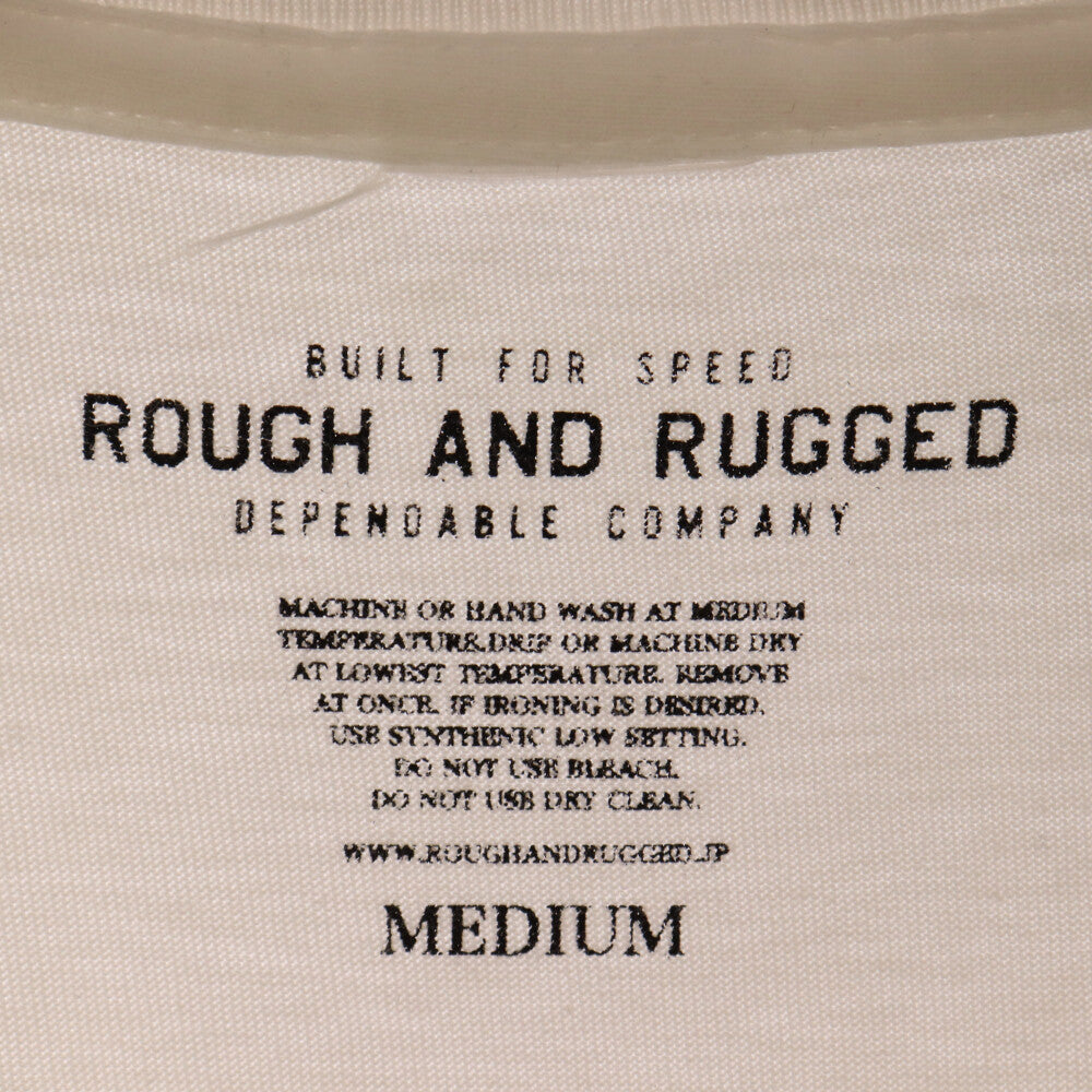 ROUGH AND RUGGED(ラフアンドラゲッド) DEPENDABLE PARDC COMPANY プリントクルーネック半袖Tシャツ ホワイト
