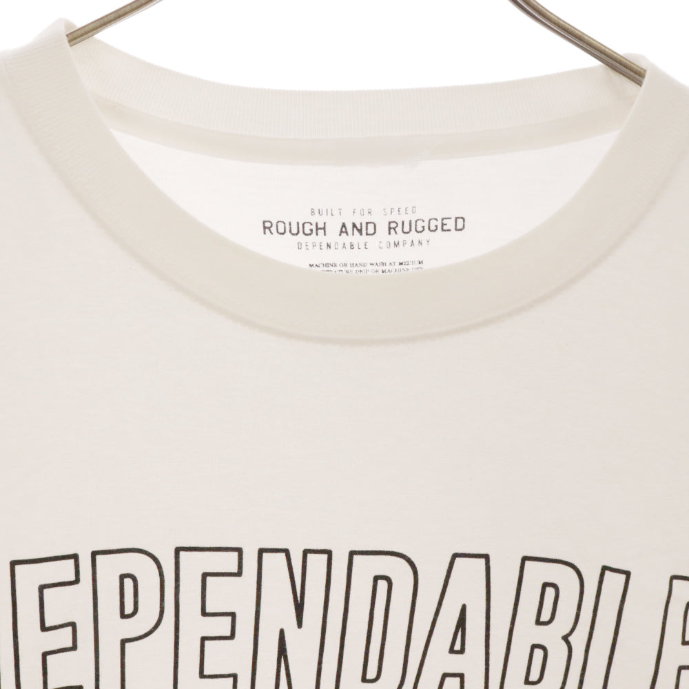 ROUGH AND RUGGED(ラフアンドラゲッド) DEPENDABLE PARDC COMPANY プリントクルーネック半袖Tシャツ ホワイト